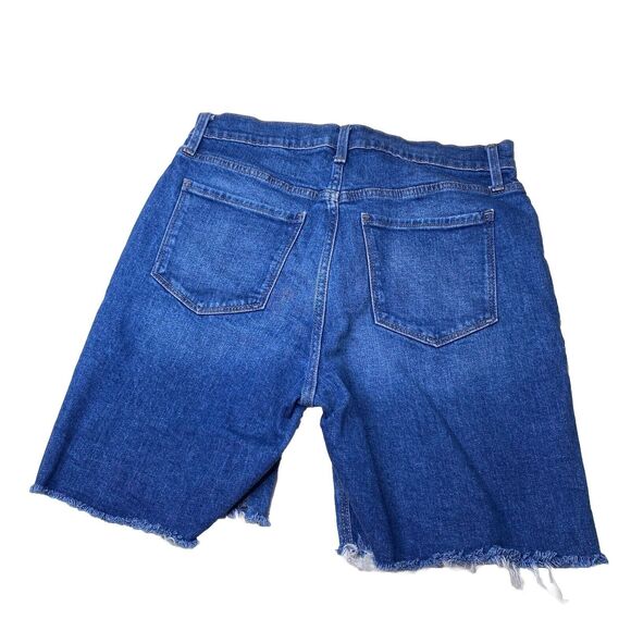Old Navy Blue Cotton Blend Denim Cut Off Bermuda Shorts Women's Sz 10 Stretch - Picture 2 of 5